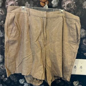 Women’s tan Linen-Blend Casual Shorts